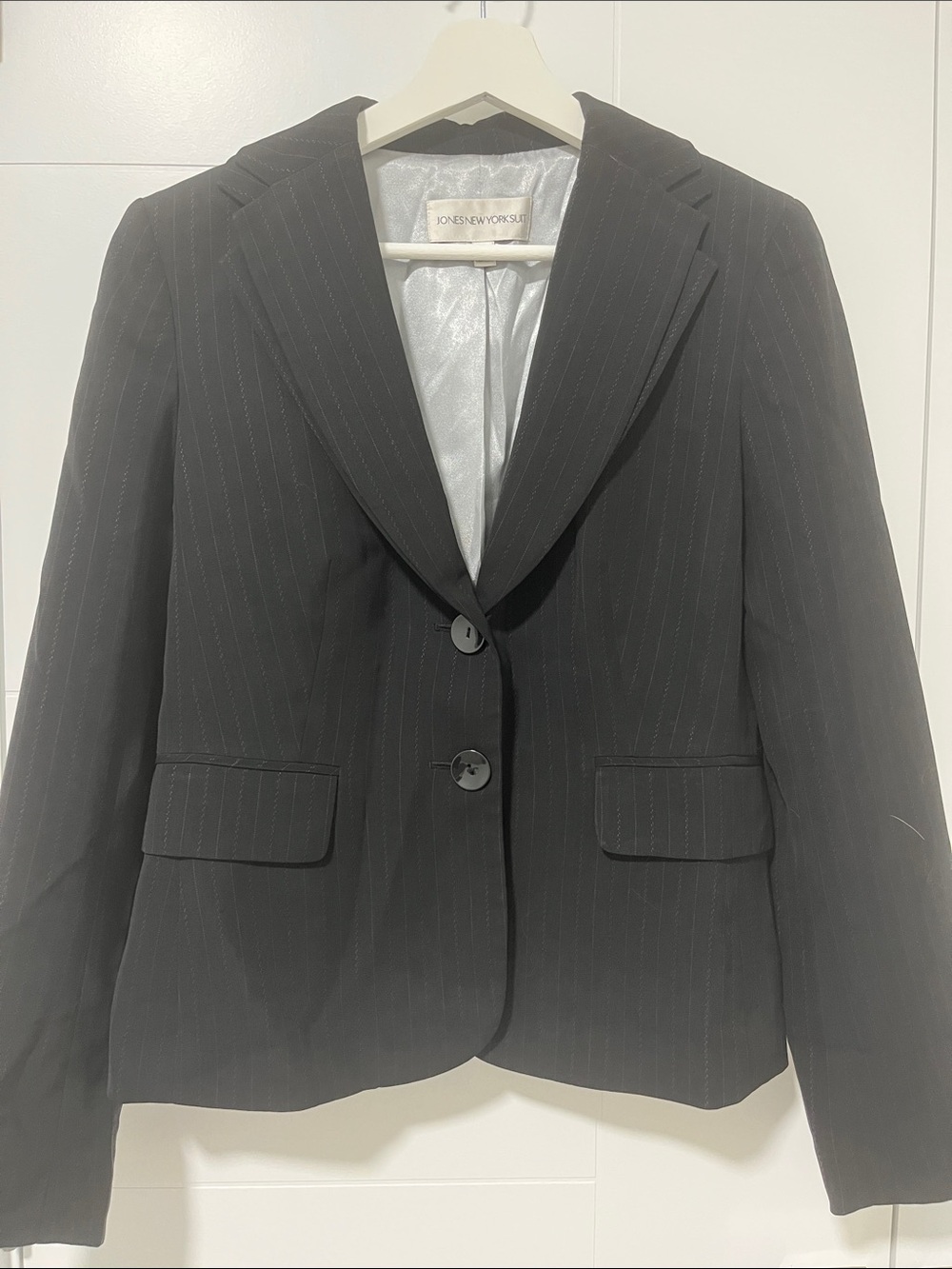 Jones New York Black Pinstripe Tailored Blazer